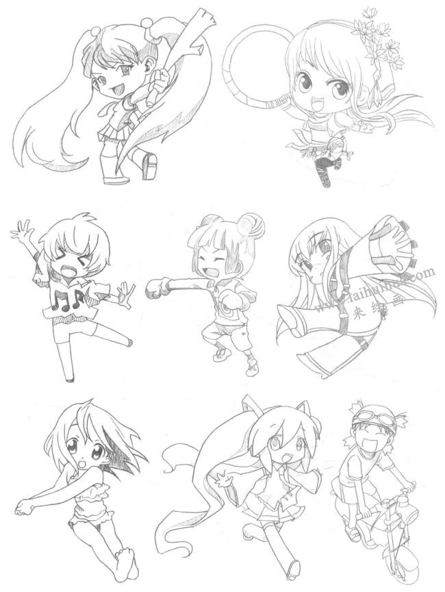 運(yùn)動(dòng)型Q版美少女素描大圖04