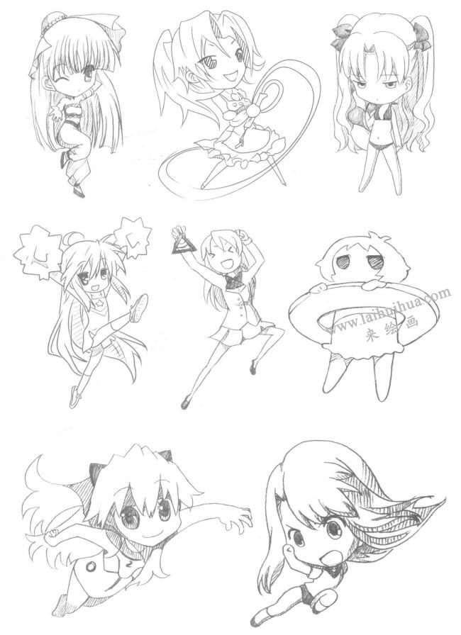 運(yùn)動(dòng)型Q版美少女素描大圖05