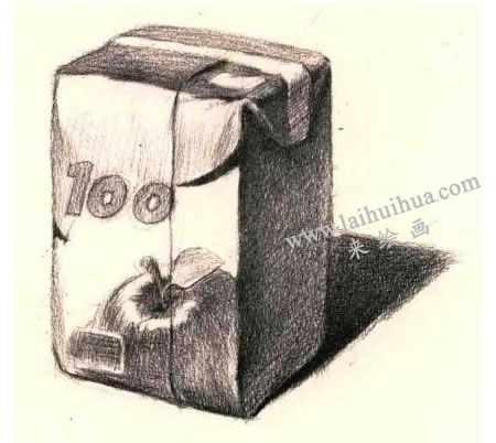 包裝盒素描畫法步驟02