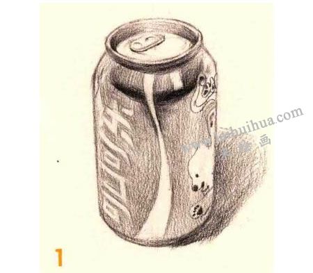 可樂(lè)罐素描畫法步驟01