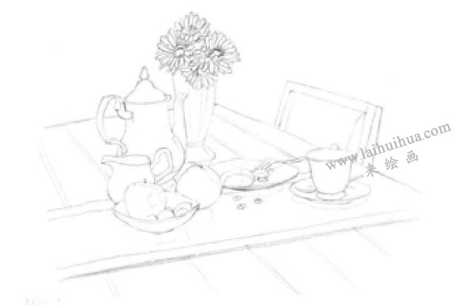 咖啡廳素描畫法步驟02