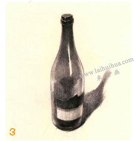 紅酒瓶素描畫(huà)法步驟03