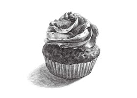 紙杯蛋糕素描畫(huà)法