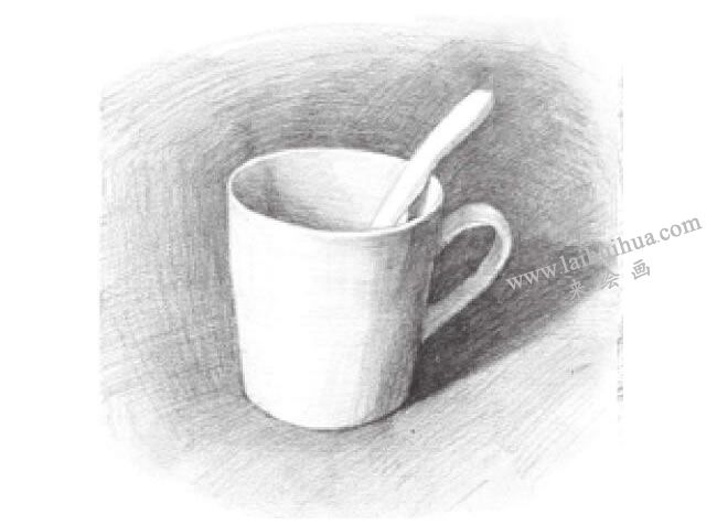 水杯素描畫法步驟04