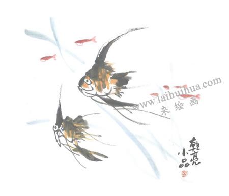 神仙魚的國畫畫法步驟05
