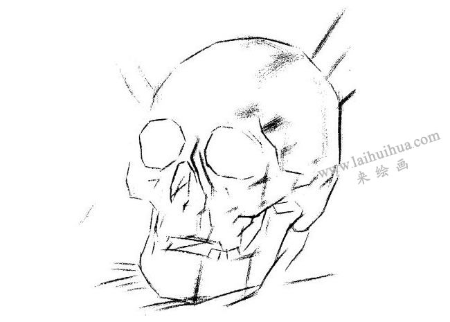 石膏頭骨素描畫(huà)法步驟02