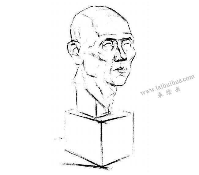 石膏肌肉頭像素描畫法步驟02