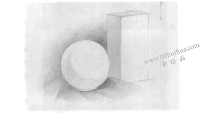 長方體和球體素描畫法步驟03