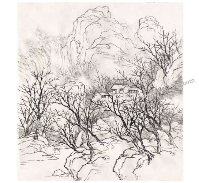 國(guó)畫夏景《山濃欲染衣》創(chuàng)作步驟01