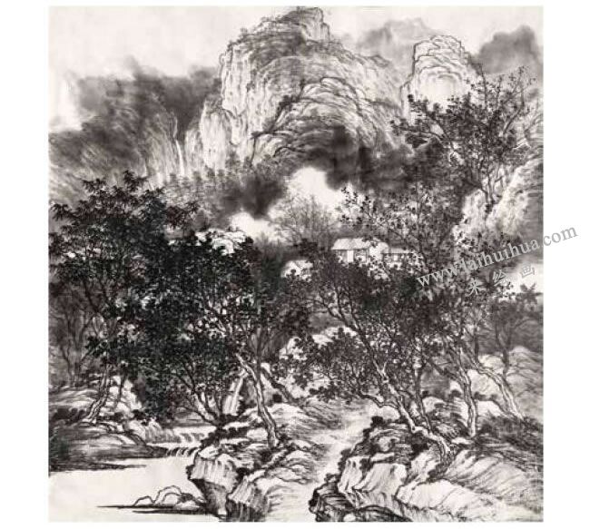 國(guó)畫夏景《山濃欲染衣》創(chuàng)作步驟03
