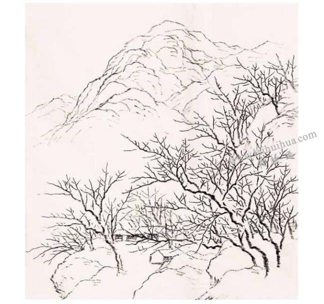 冬景《芳林染素》創(chuàng)作步驟01