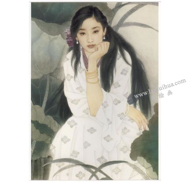 工筆仕女畫《荷陰》畫法步驟07