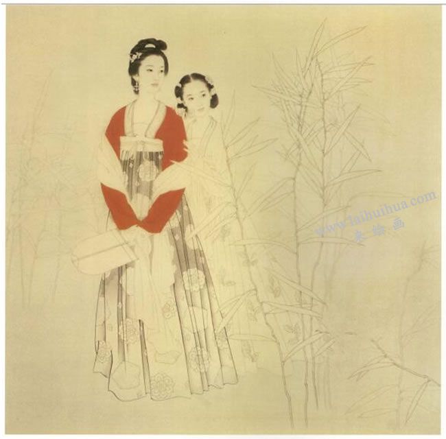 工筆仕女畫《郊游圖》畫法步驟03