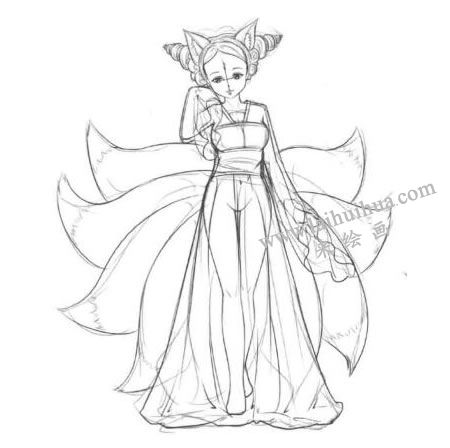 狐妖卡通漫畫素描創(chuàng)作步驟05