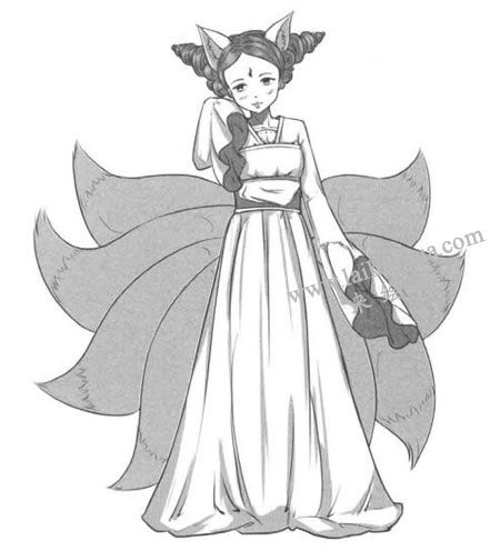 狐妖卡通漫畫素描創(chuàng)作步驟06