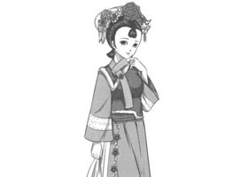 古代宮廷格格卡通漫畫素描繪制