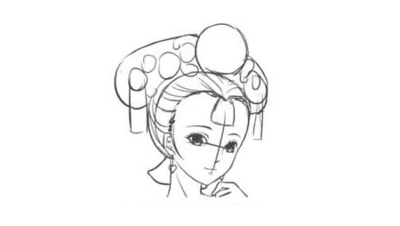 古代宮廷格格卡通漫畫素描繪制步驟03