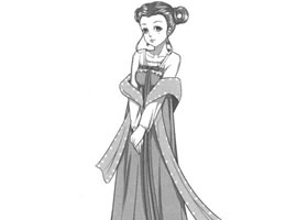 古代宮廷侍女卡通漫畫素描