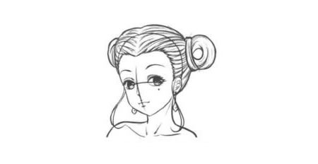 古代宮廷侍女卡通漫畫素描繪制步驟04