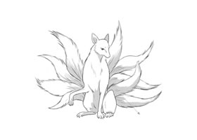 九尾狐古風(fēng)卡通漫畫素描畫法