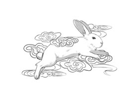 玉兔奔月卡通素描畫法