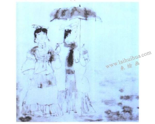 水墨人物畫《雨中》畫法步驟04