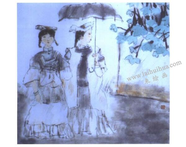 水墨人物畫《雨中》畫法步驟07