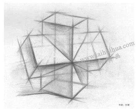 方柱貫穿體素描寫生步驟04
