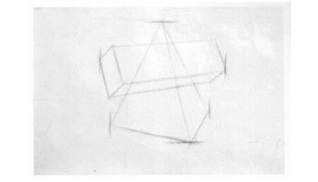 棱錐方柱貫穿體素描寫生步驟02
