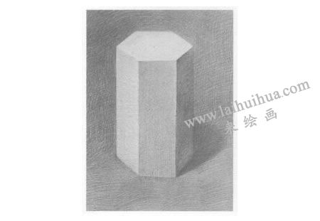 六棱柱體素描寫生步驟04