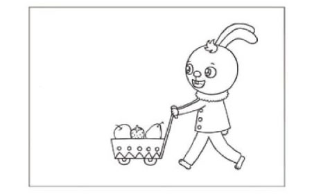小兔子回家兒童畫線描繪畫步驟01
