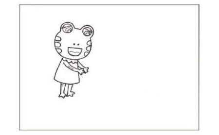 冬眠醒來的小青蛙兒童畫線描繪畫步驟01