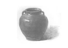 棕色瓷罐素描畫(huà)法步驟