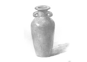 帶耳花瓶素描畫(huà)法步驟