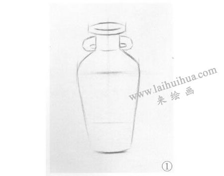 帶耳花瓶素描畫法步驟01