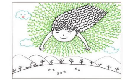 春姑娘兒童畫線描繪畫步驟02