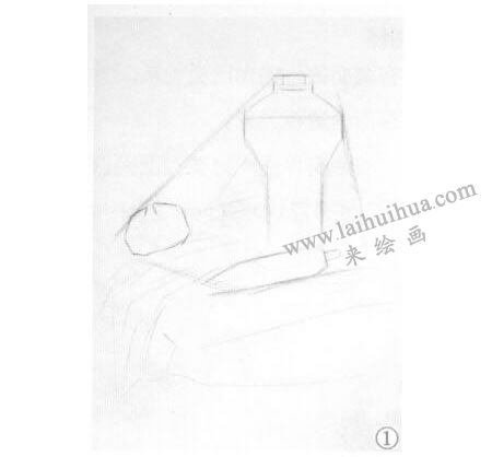 罐子、胡蘿卜和洋蔥組合素描畫法步驟01
