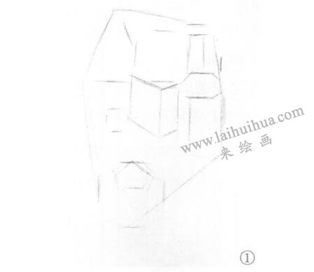 罐子、果子和幾何體組合素描畫法步驟01