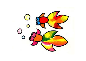 金魚油畫棒作畫步驟