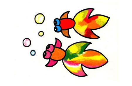 金魚油畫棒作畫步驟圖解05