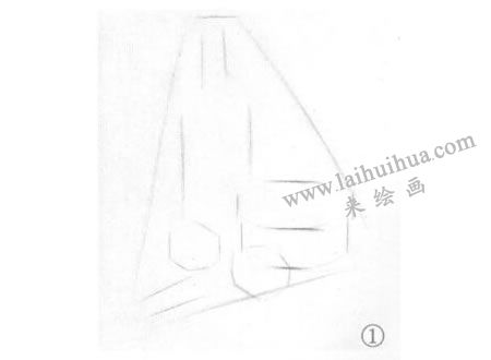 胡蘿卜、洋蔥和酒瓶組合素描畫法步驟01