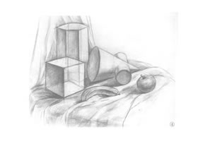 香蕉和幾何體組合素描畫(huà)法
