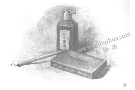 墨汁盒和毛筆組合素描畫(huà)法步驟04