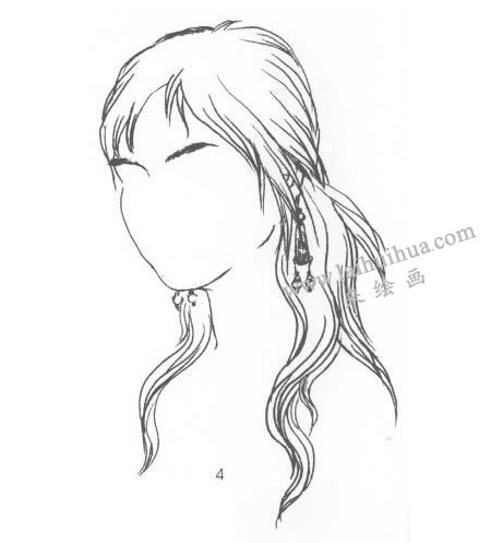 人物頭像半側(cè)面線描寫生畫法步驟04