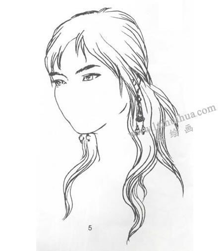 人物頭像半側(cè)面線描寫生畫法步驟05