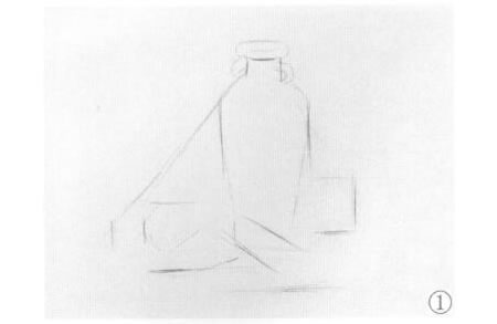 花瓶、盤子和蘋果組合素描畫法步驟01