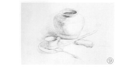 有咖啡杯的靜物組合素描畫(huà)法步驟09