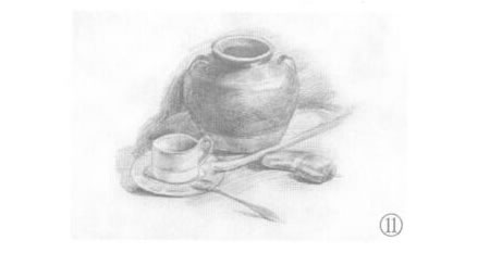 有咖啡杯的靜物組合素描畫(huà)法步驟11