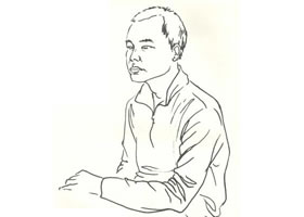 人物本身半側(cè)面線描寫生