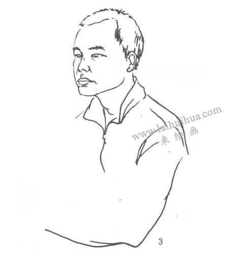 人物本身半側(cè)面線描寫生畫法步驟03